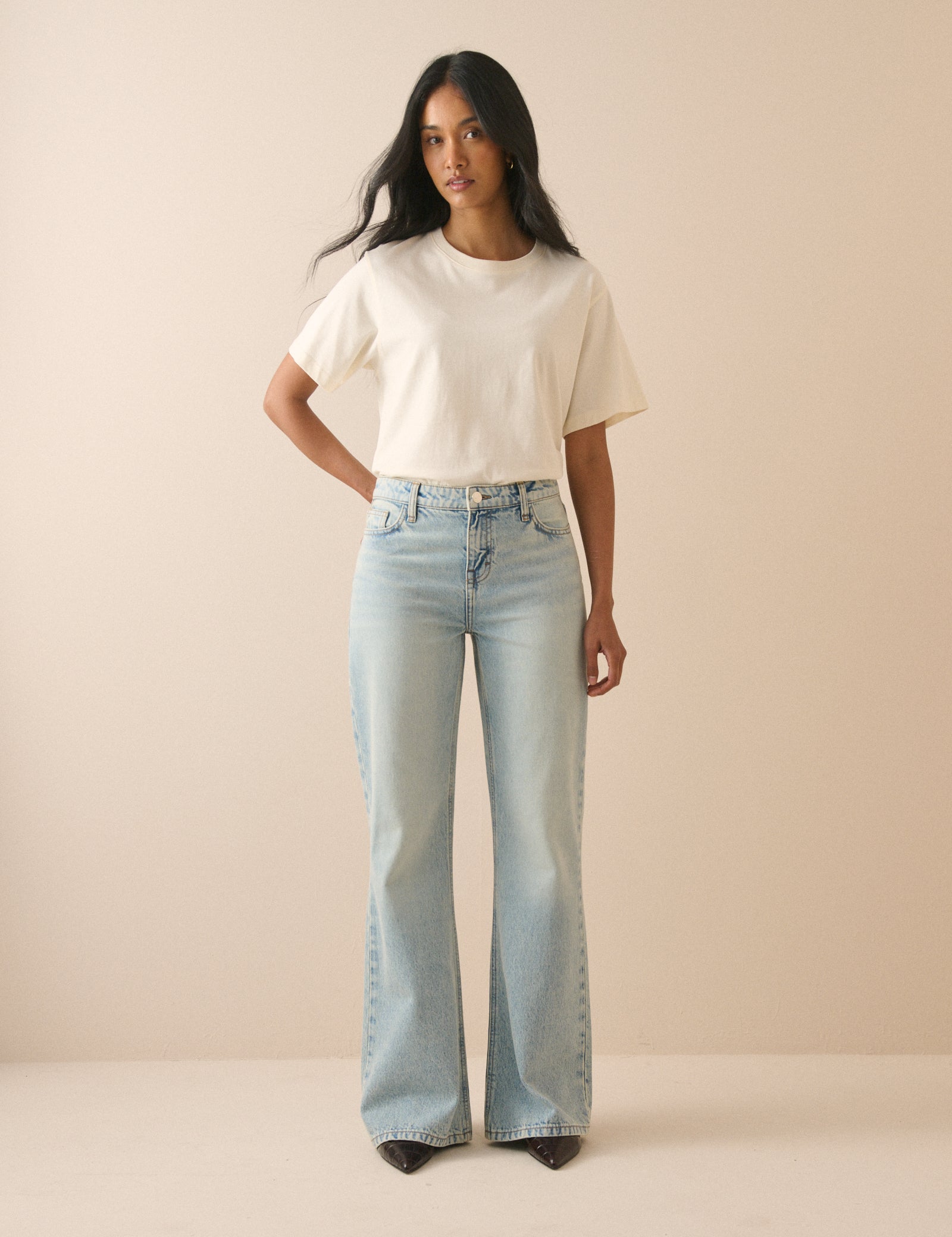 Light Blue Low Rise Penny Relaxed Flare Jeans