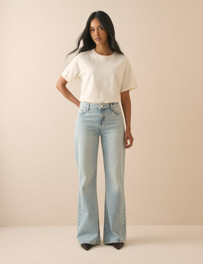 Light Blue Low Rise Penny Relaxed Flare Jeans
