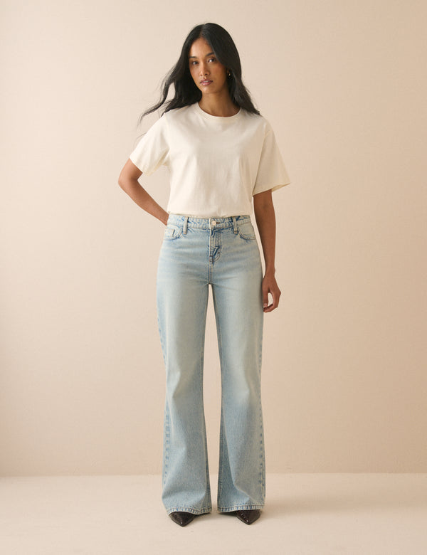 Light Blue Low Rise Penny Relaxed Flare Jeans