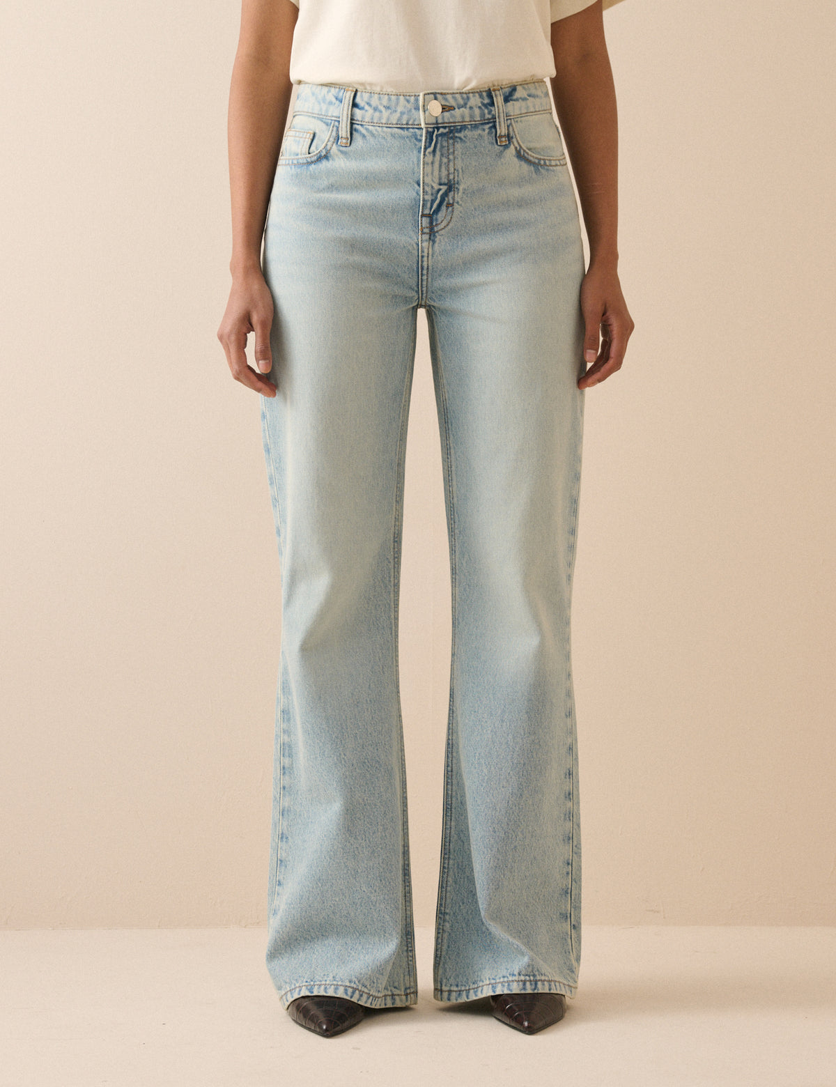 Light Blue Low Rise Penny Relaxed Flare Jeans