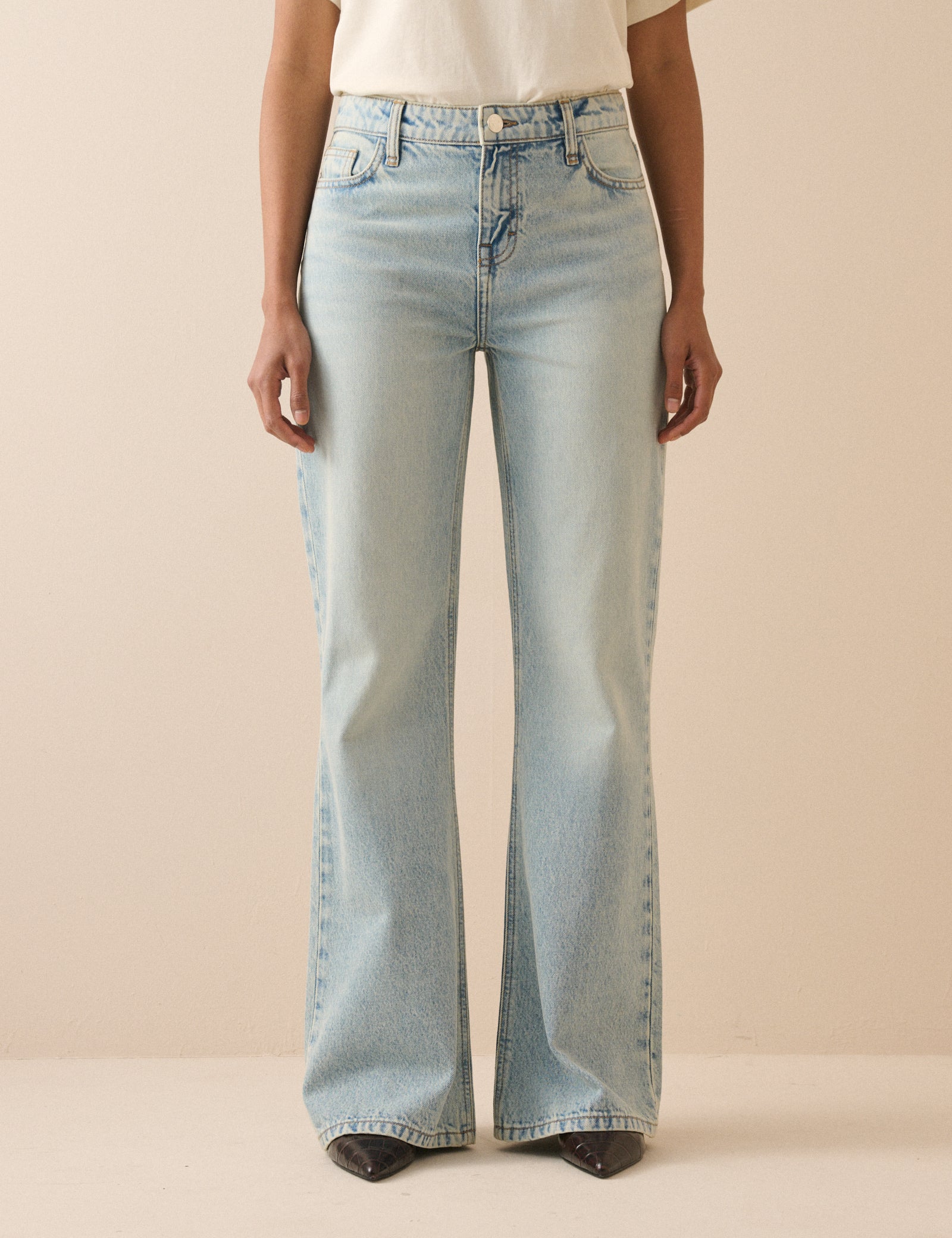 Light Blue Low Rise Penny Relaxed Flare Jeans