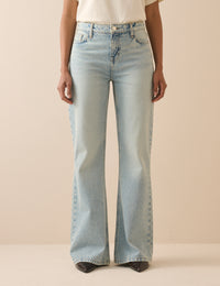 Light Blue Low Rise Penny Relaxed Flare Jeans
