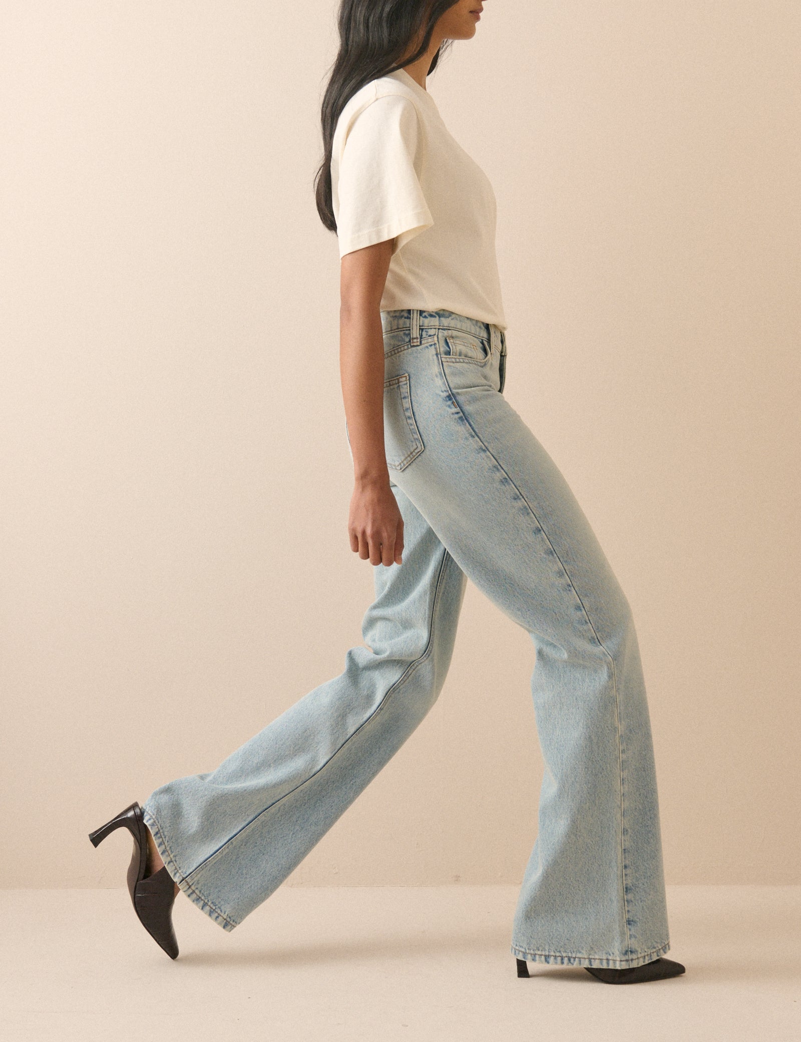 Light Blue Low Rise Penny Relaxed Flare Jeans