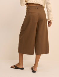 Brown High-Waisted Tailored Culottes