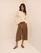 Brown High-Waisted Tailored Culottes