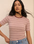 Pink and Burgundy Striped T-Shirt