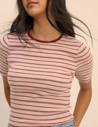 Pink and Burgundy Striped T-Shirt