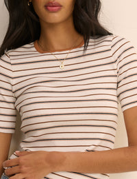 Brown and Cream Striped T-Shirt