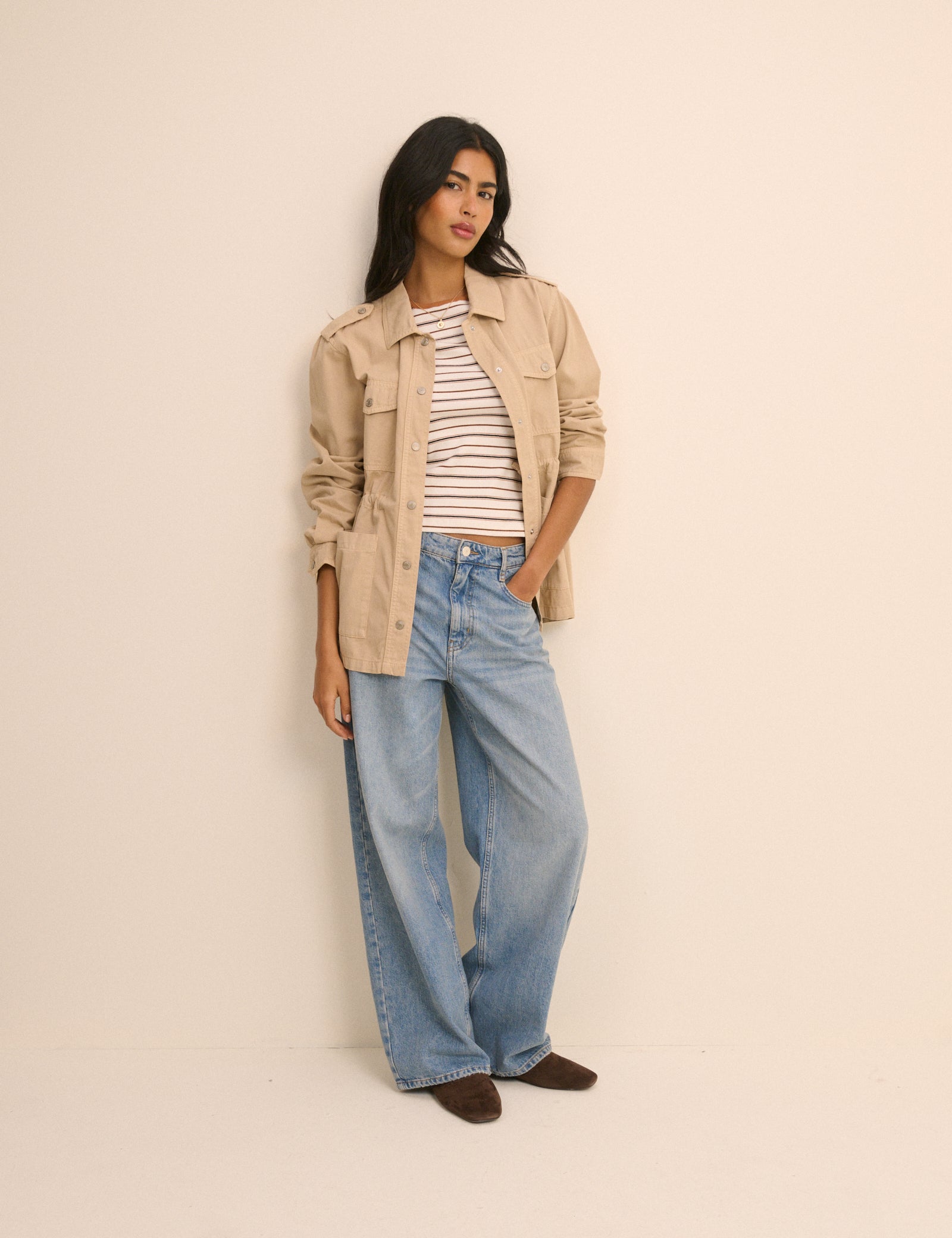 Brown and Cream Striped T-Shirt