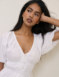 White Ruched Billie Top
