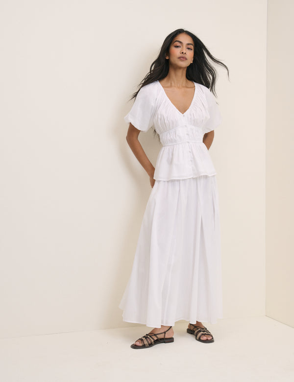 White Ruched Billie Top