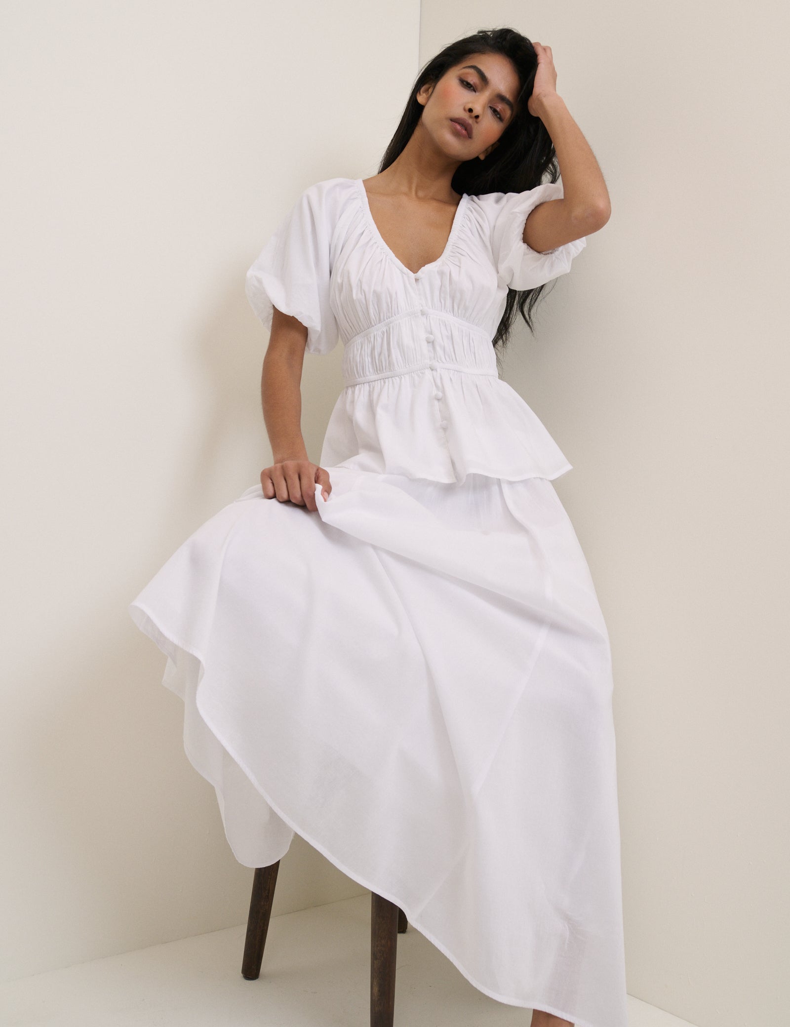 White Ruched Billie Top