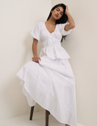 White Ruched Billie Top