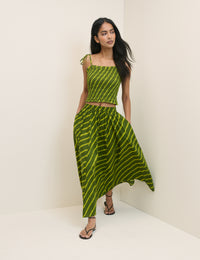 Green Striped Shirred Remi Top