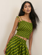 Green Striped Shirred Remi Top