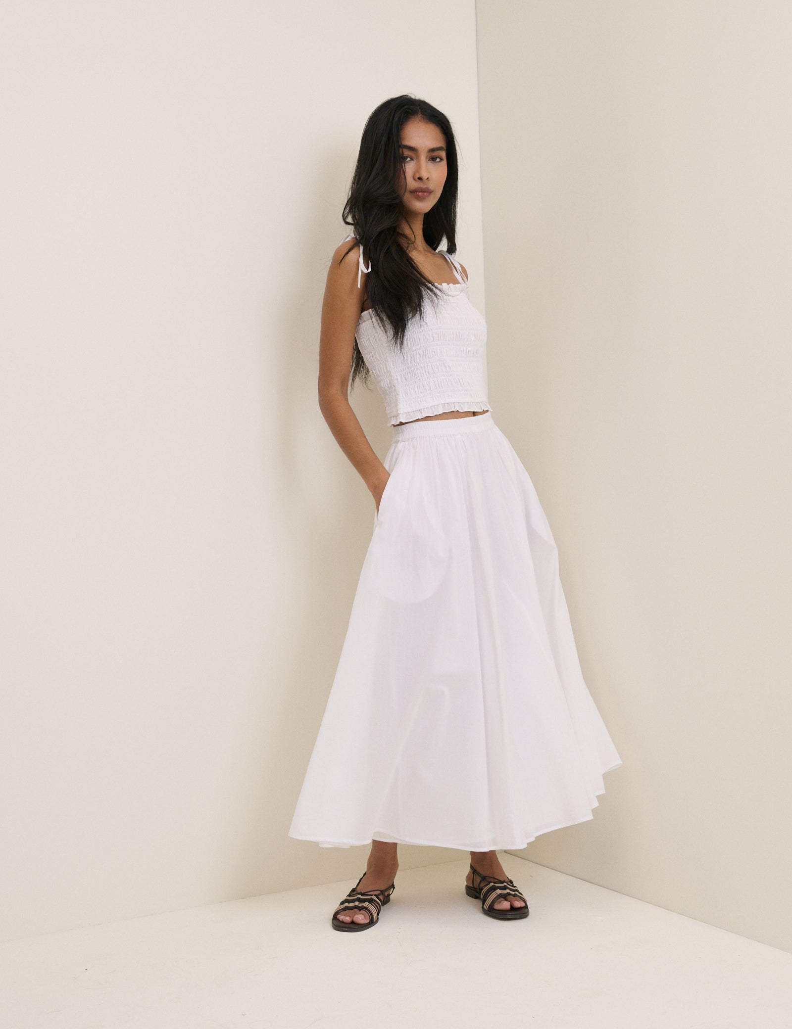 White Shirred Remi Top