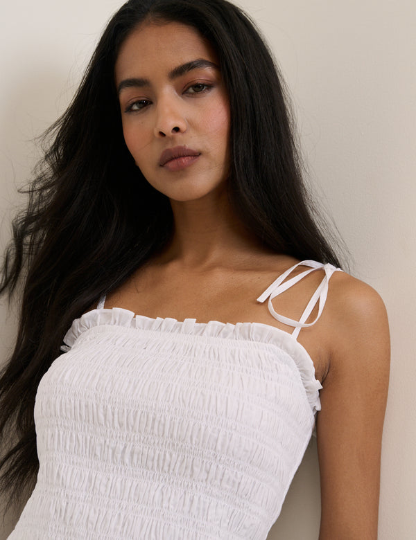 White Shirred Remi Top