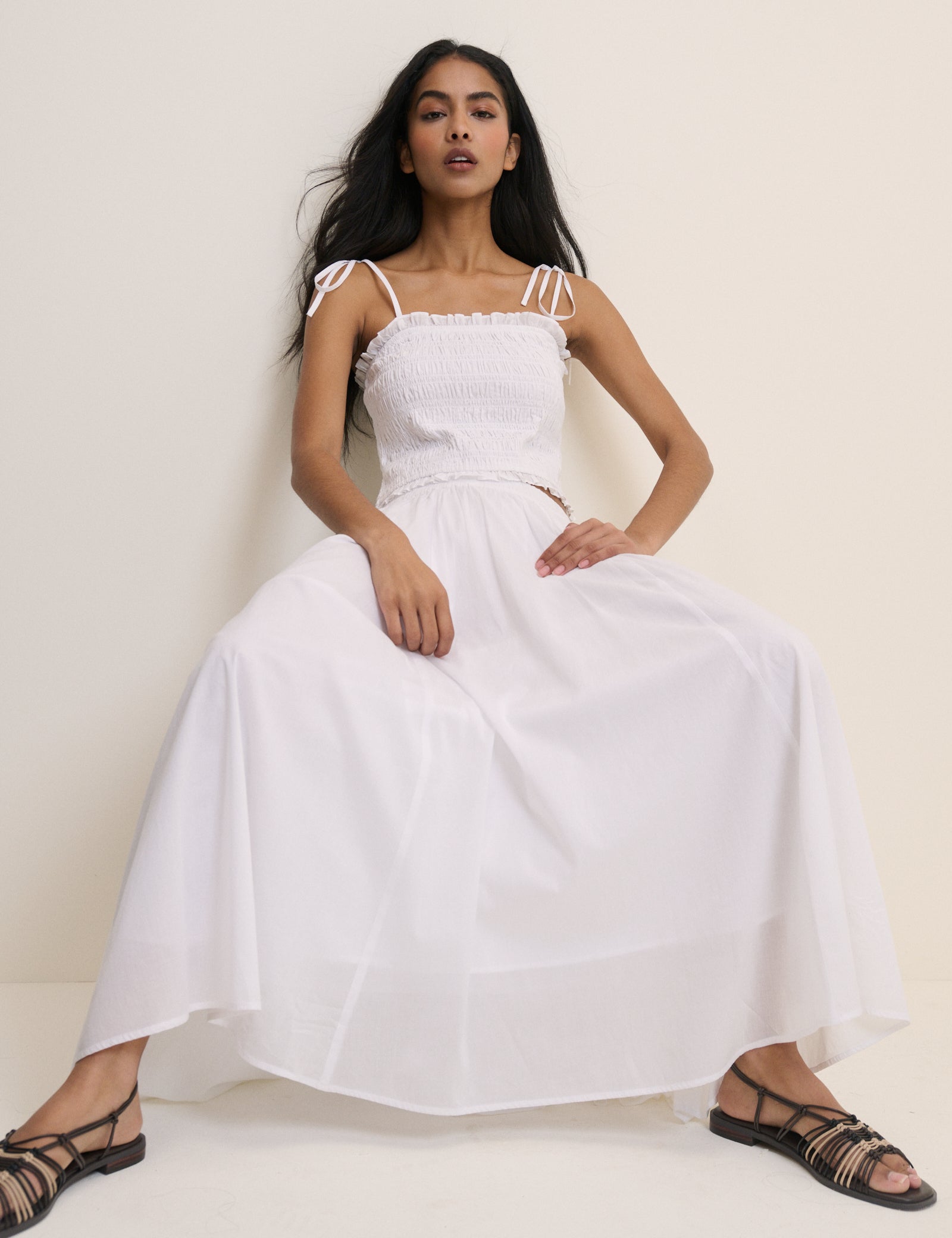 White Shirred Remi Top