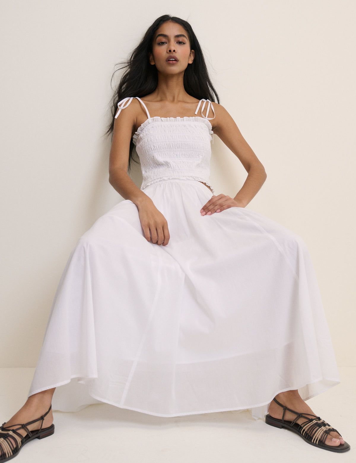 White Shirred Remi Top