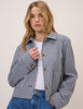 Navy Gingham Front Pocket Jacket