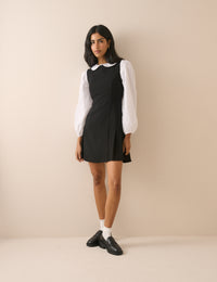 White Long Sleeve Broderie Anglaise Peter Pan Collar Blouse