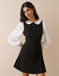 White Long Sleeve Broderie Anglaise Peter Pan Collar Blouse