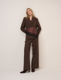 Brown Lace Trim Scarf