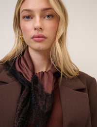 Brown Lace Trim Scarf