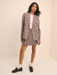 Brown Check Double Breasted Alicia Blazer