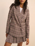 Brown Check Double Breasted Alicia Blazer