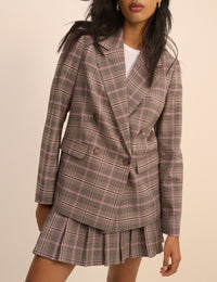 Brown Check Double Breasted Alicia Blazer