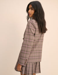 Brown Check Double Breasted Alicia Blazer