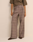 Petite Brown Check Wide Leg Rue Trousers