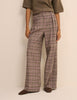 Petite Brown Check Wide Leg Rue Trousers