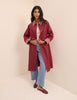 Red Gingham Trim Trench Coat