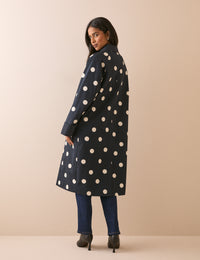 Navy Polka Dot Relaxed Trench Coat