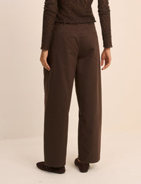 Brown Pleated Wide Leg Trousers