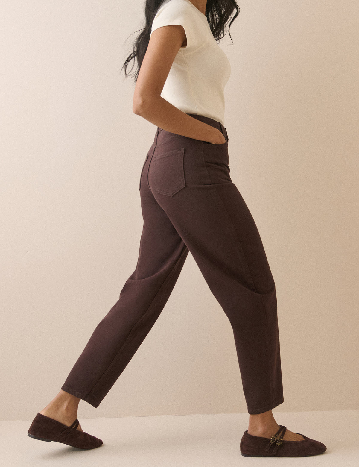 Brown Putney Barrel Leg Jeans