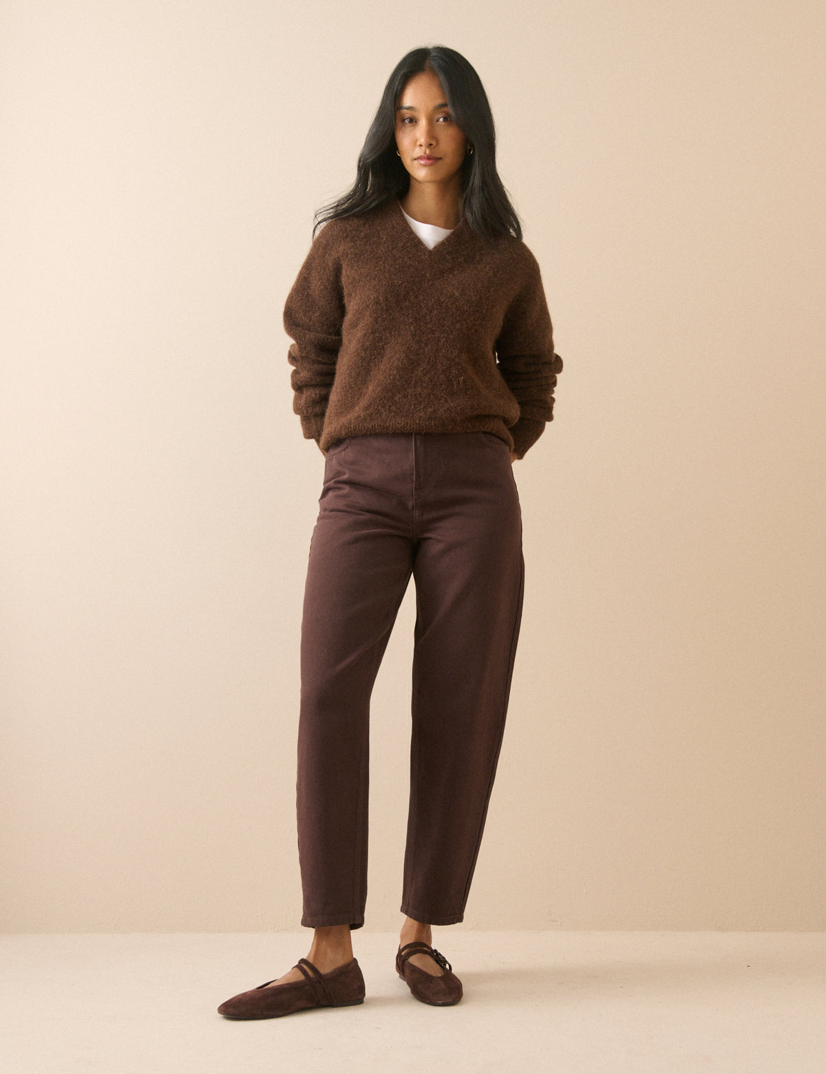 Brown Putney Barrel Leg Jeans