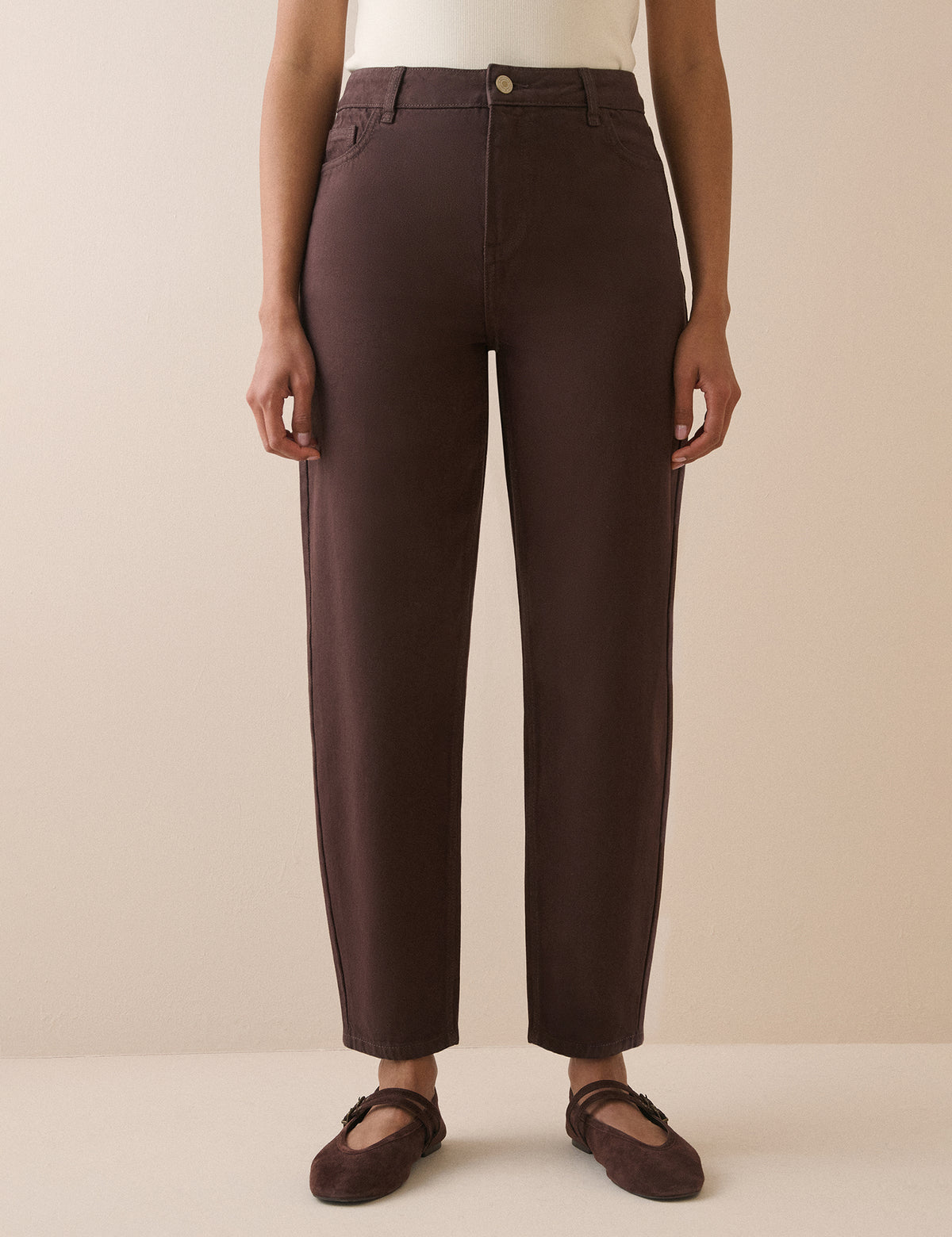 Brown Putney Barrel Leg Jeans