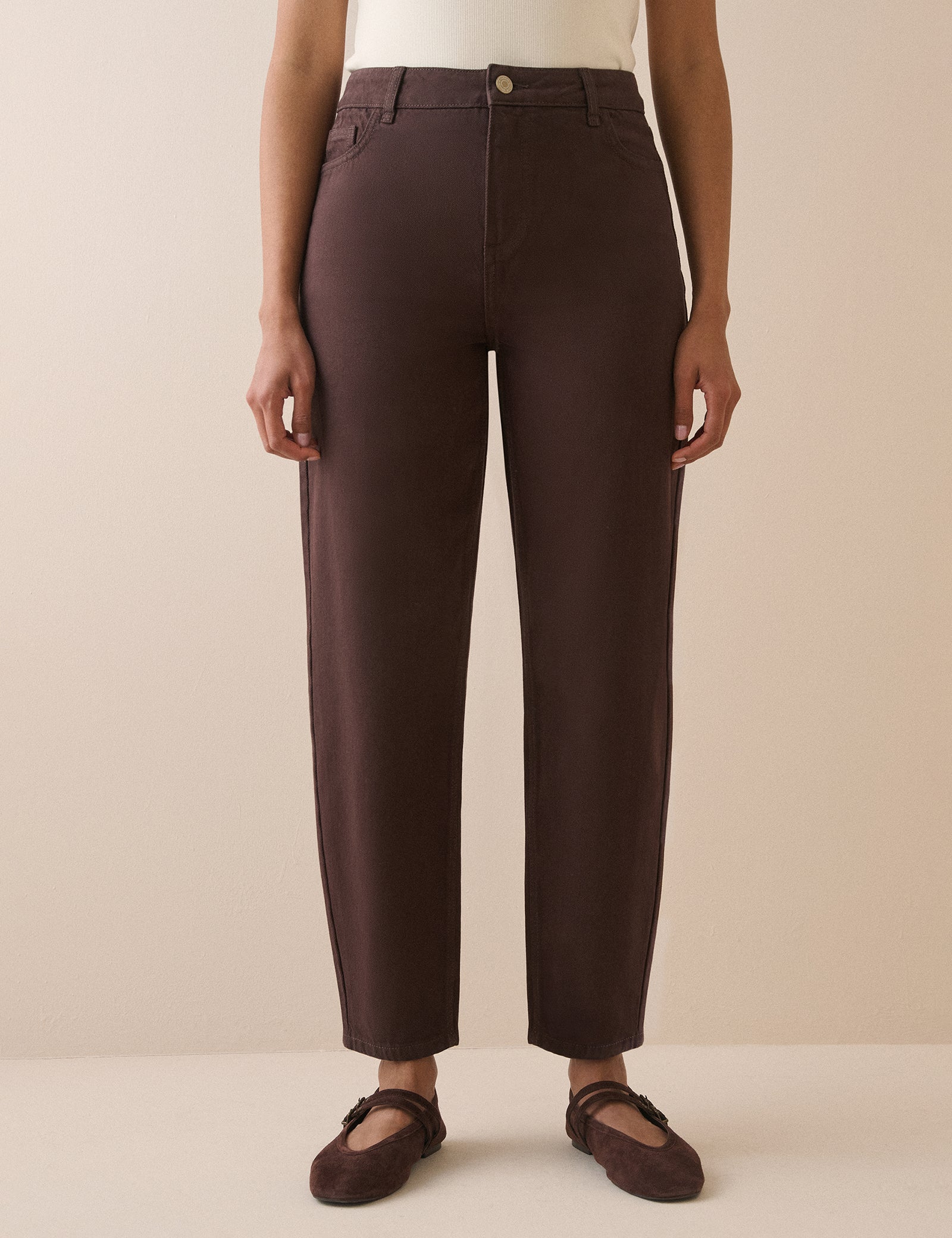 Brown Putney Barrel Leg Jeans