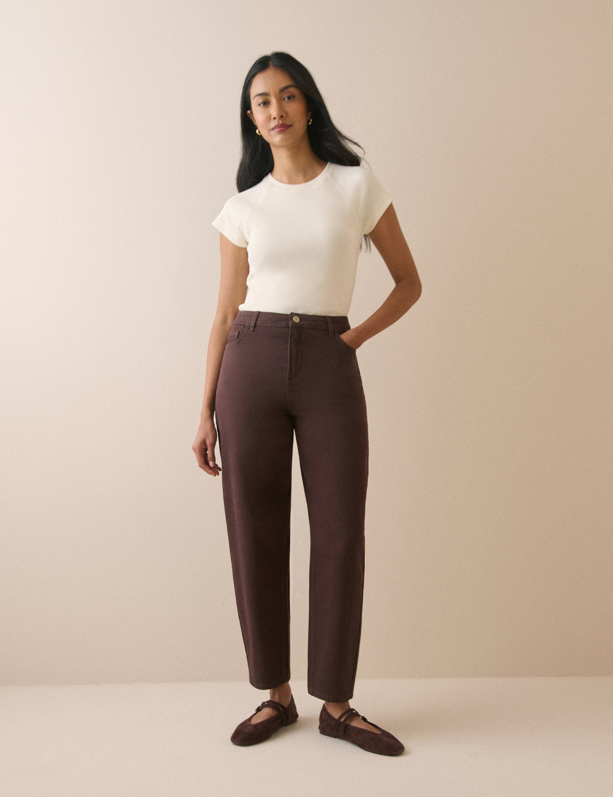 Brown Putney Barrel Leg Jeans