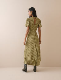 Green Gingham Rowena Midi Dress