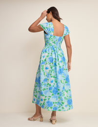 Blue Floral Pleated Mika Midi Dress
