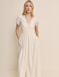 Cream Button Front Ezra Midi Dress