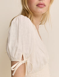 Cream Button Front Ezra Midi Dress