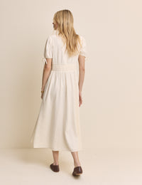 Cream Button Front Ezra Midi Dress