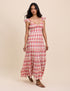Red Check Ruffle Trim Tiered Levi Maxi Dress