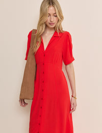 Red Collared Chrissy Midi Dress