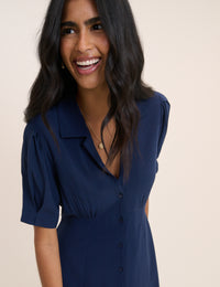 Navy Collared Chrissy Midi Dress